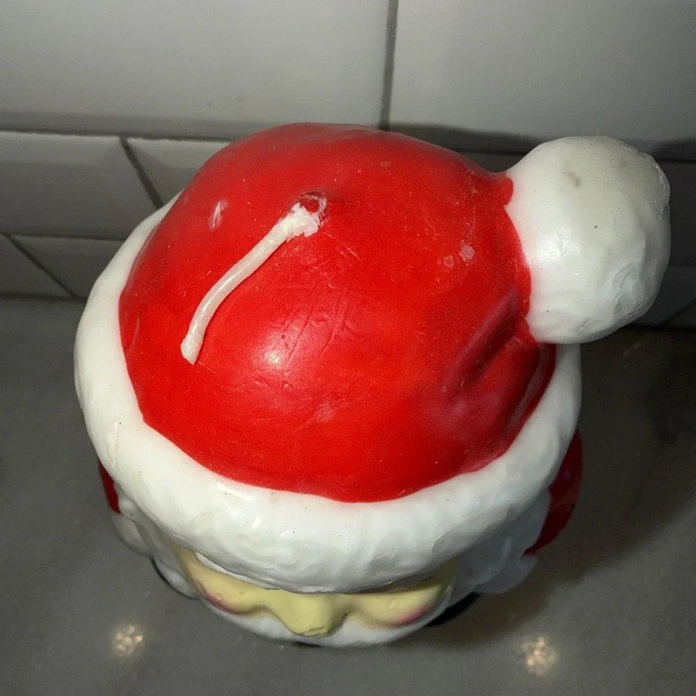 Vintage Christmas Santa‎ Claus Head Face Wax Candle 11 inch